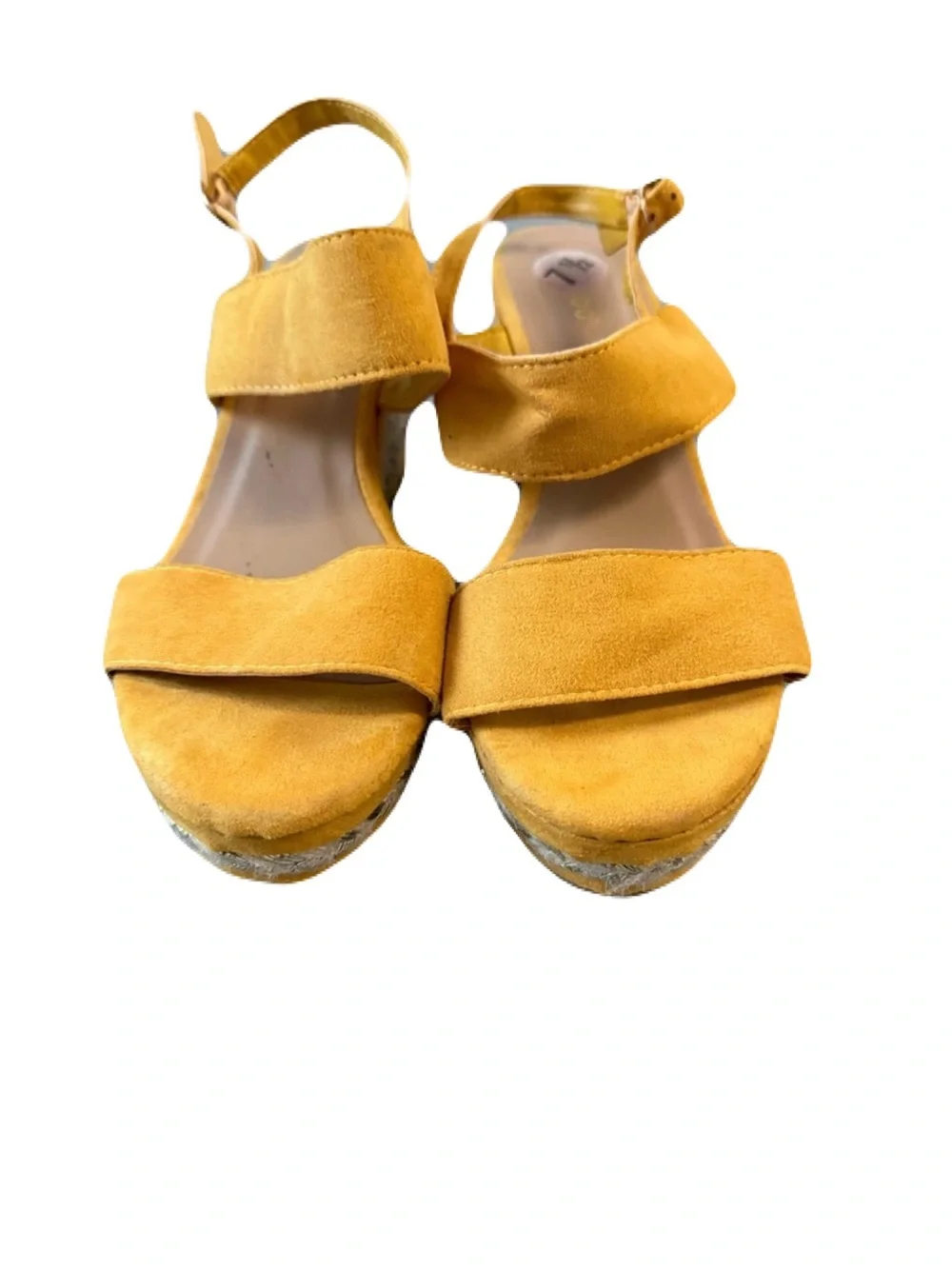 BAMBOO Yellow Suede Espadrille Wedge Sandals